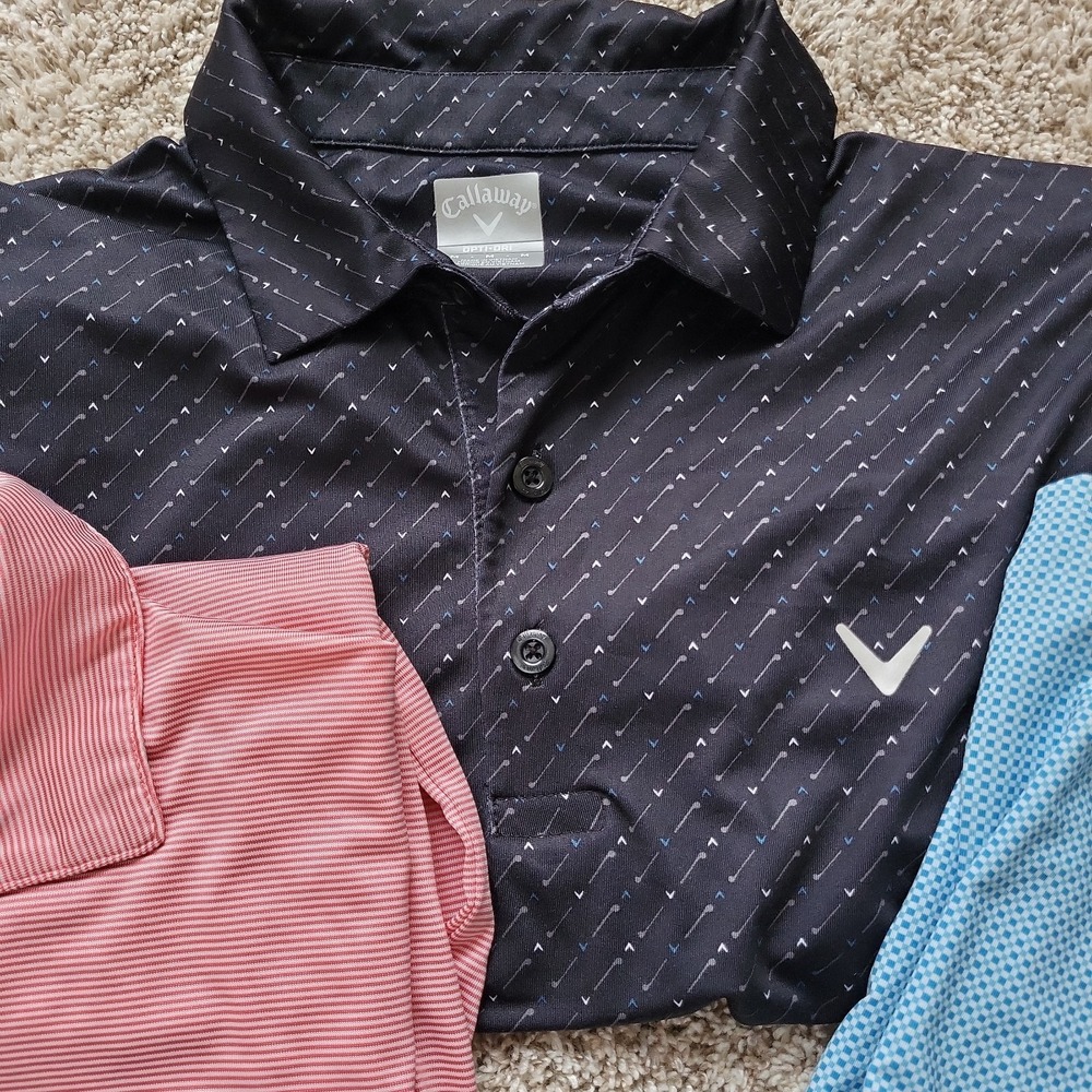Lot Of 3 Callaway Opti Dri Swing Tech Performance Polos Men's M All Over Print - Picture 3 of 9